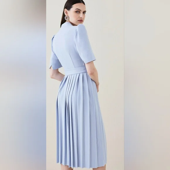 Karen MillenStructured Crepe Forever Pleated Midi Dress NWT Size 6 - Picture 3 of 8